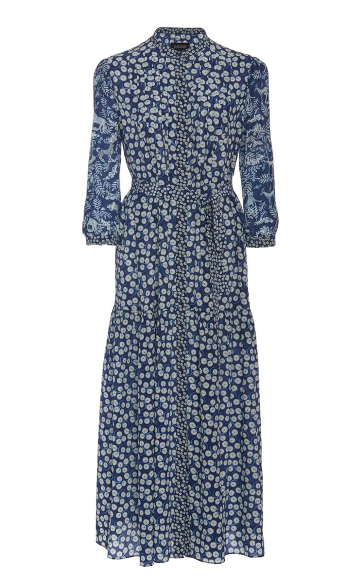 Saloni Remi-c Printed Silk-chiffon Midi Dress