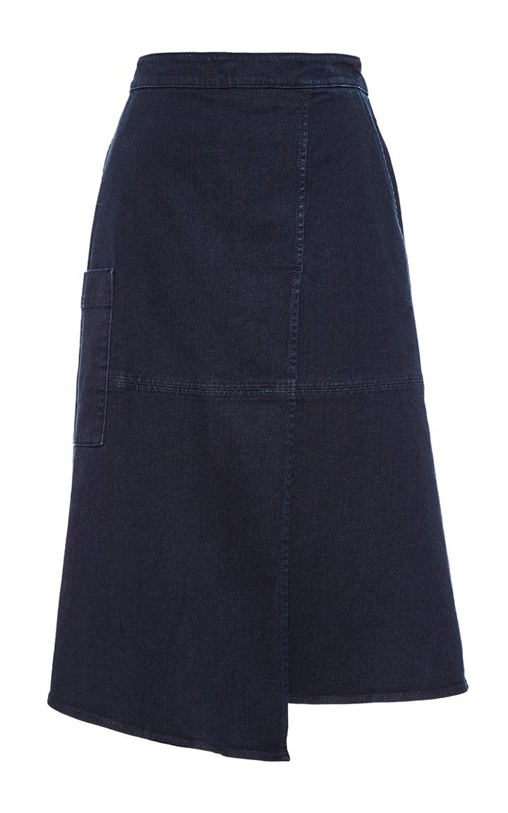 Tibi Denim Wrap Midi Skirt