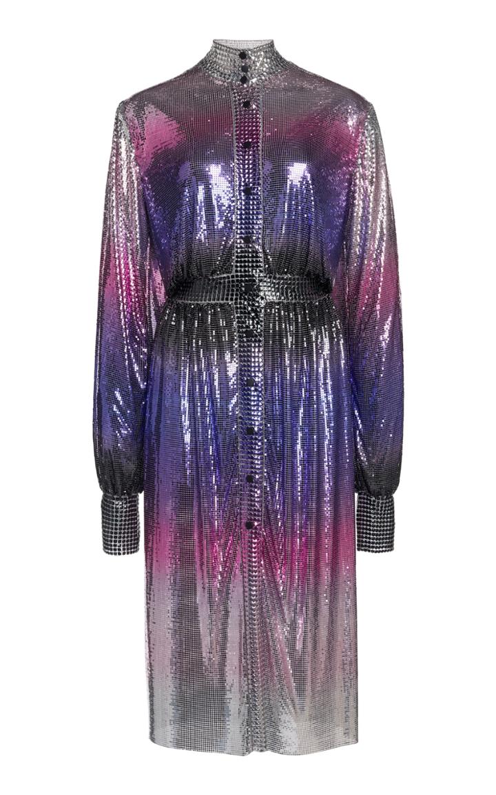 Paco Rabanne Ombre Metallic Mesh Knee-length Dress