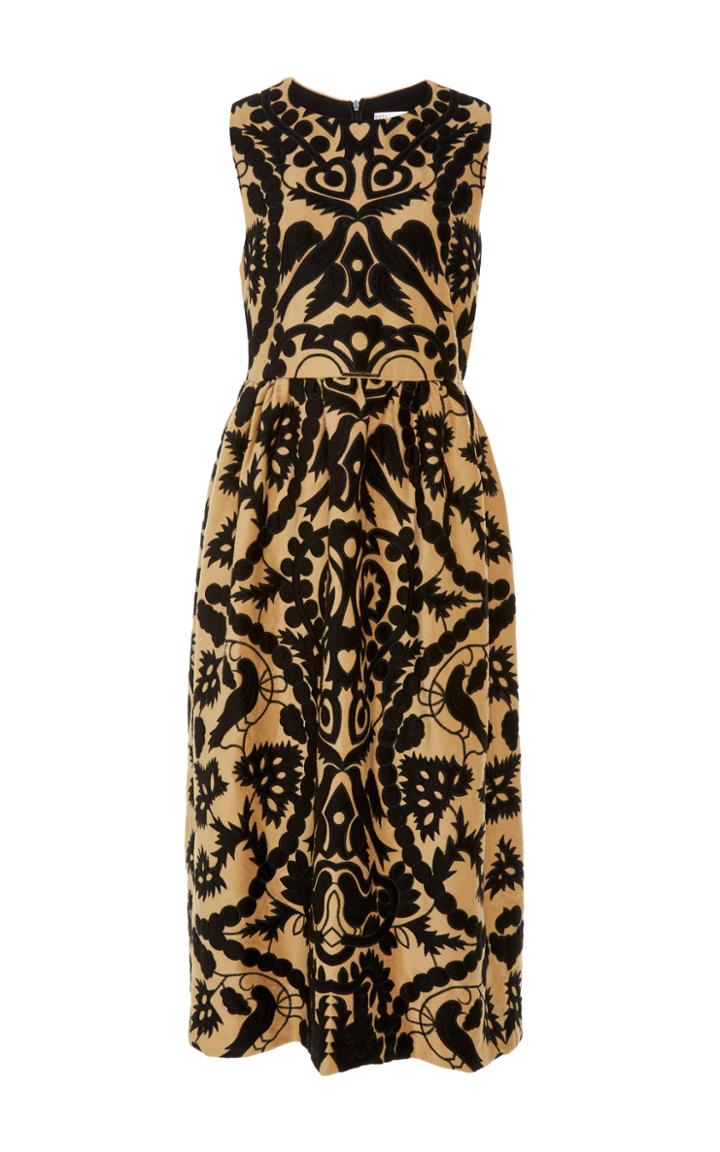 Red Valentino Embroidered A-line Midi Dress