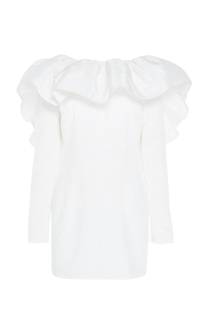 16arlington Moire Ruffle Cotton-blend Mini Dress