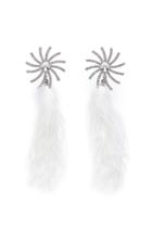 Alessandra Rich Crystal Star Earrings With Marabou Feathers