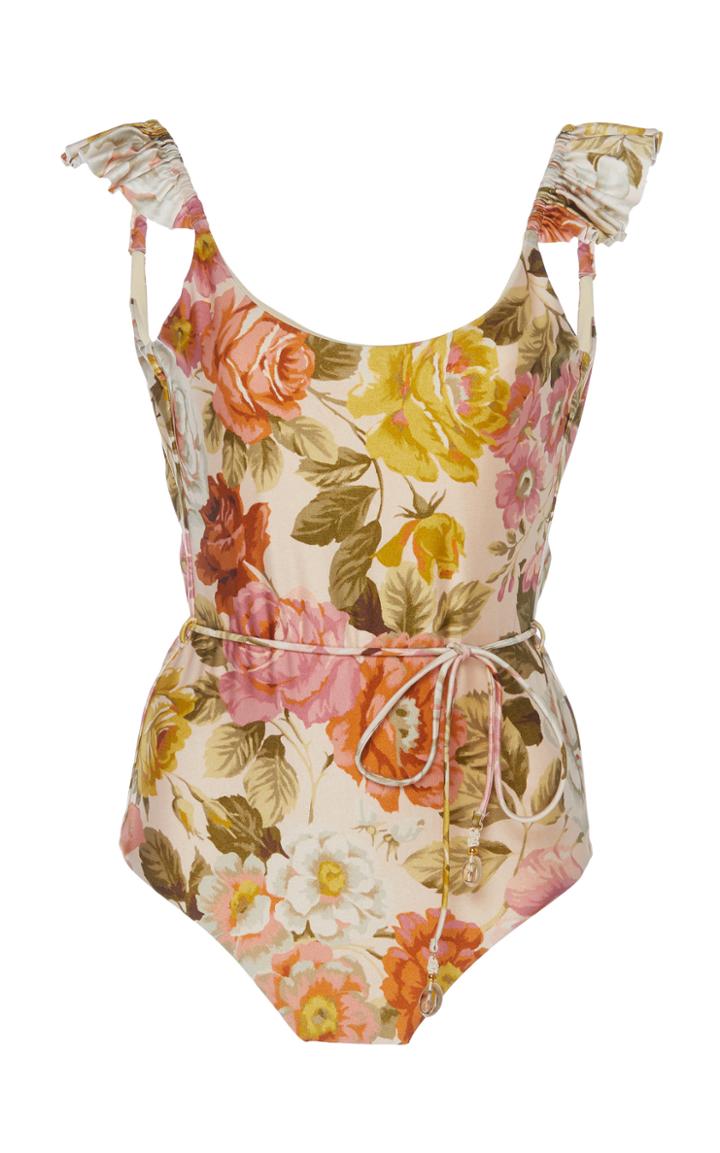 Zimmermann Bonita Ruffled Floral-print Swimsuit