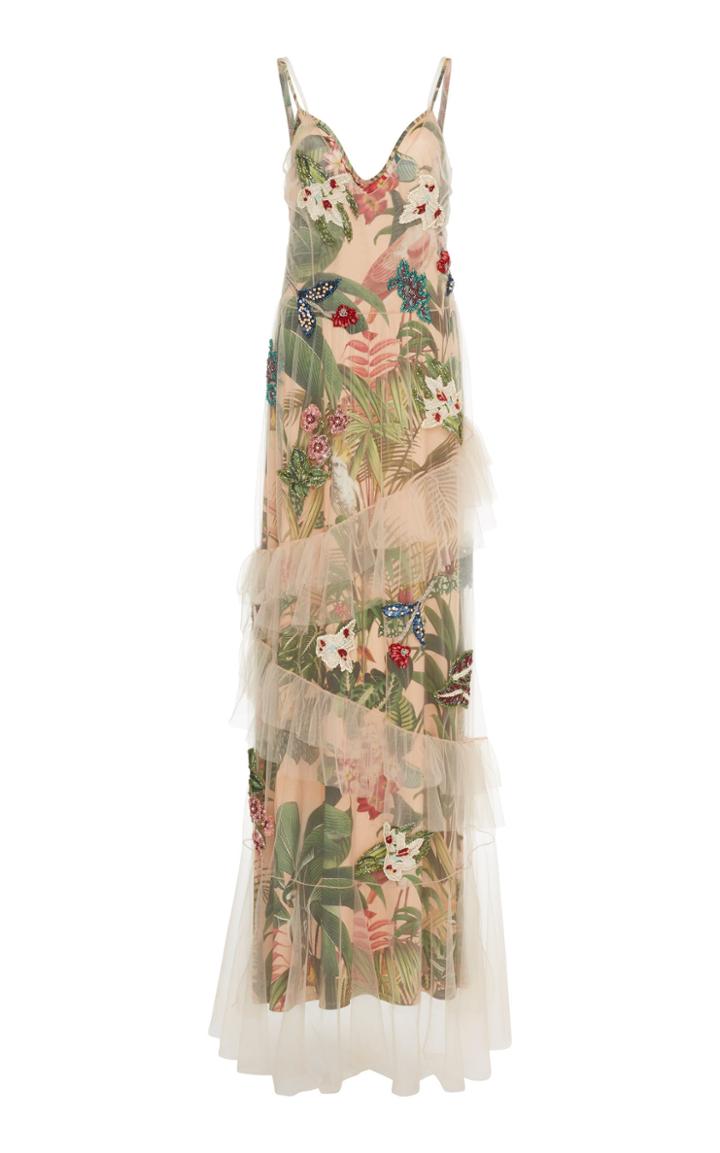 Patbo Hand- Beaded Tulle Overlay Dress