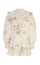 Loveshackfancy Saffron Ruffle-trimmed Floral-print Silk Dress