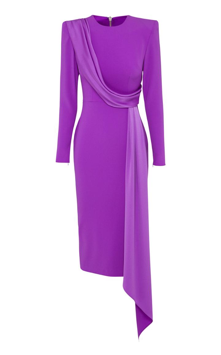 Moda Operandi Alex Perry Arden Drape-detailed Satin Crepe Midi Dress