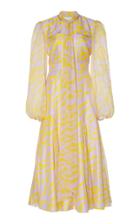 Prabal Gurung Tie Neck Silk Printed Shirt Dress