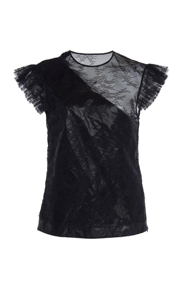 Philosophy Di Lorenzo Serafini Lace-trimmed Sleeveless Lame Top