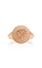 Noush Jewelry Shiva 14k Rose Gold, Emerald And Diamond Ring