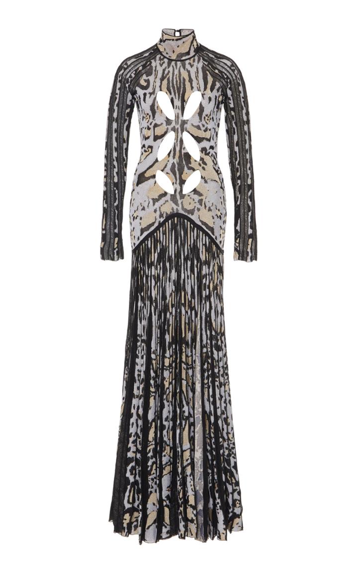 Roberto Cavalli Knit Slit Hem Maxi Dress