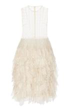 Moda Operandi Rahul Mishra Building Embroidered Fringed Silk Shift Dress Size: 38