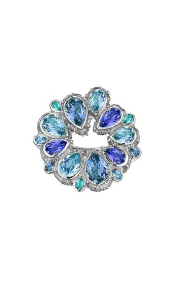 Moda Operandi Anabela Chan 18k White Gold Aqua Pave Panettone Ring