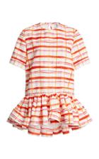 Moda Operandi Rosie Assoulin Peplum-detailed Plaid Cotton-blend T-shirt