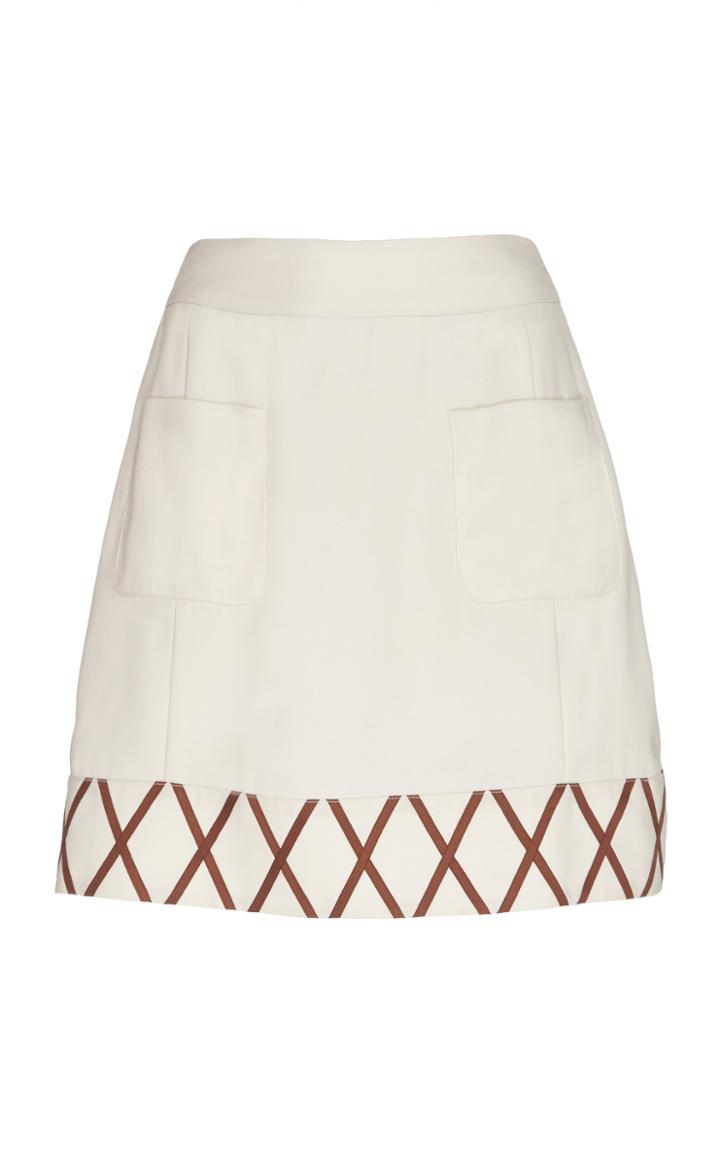 Rixo Kitty Ribbon-trimmed Paneled Mini Skirt