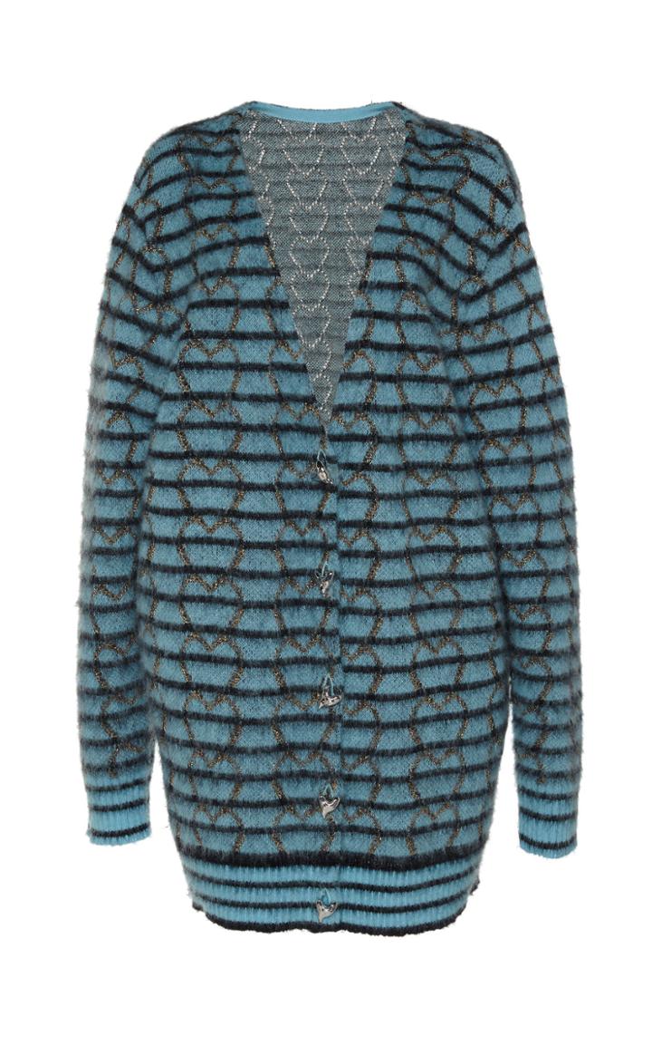 Moda Operandi Anas Jourden Pointelle-detail Striped Wool-mohair Cardigan Size: 36