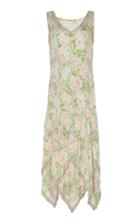 Richard Quinn Asymmetrical Floral Chiffon 1920s Dress