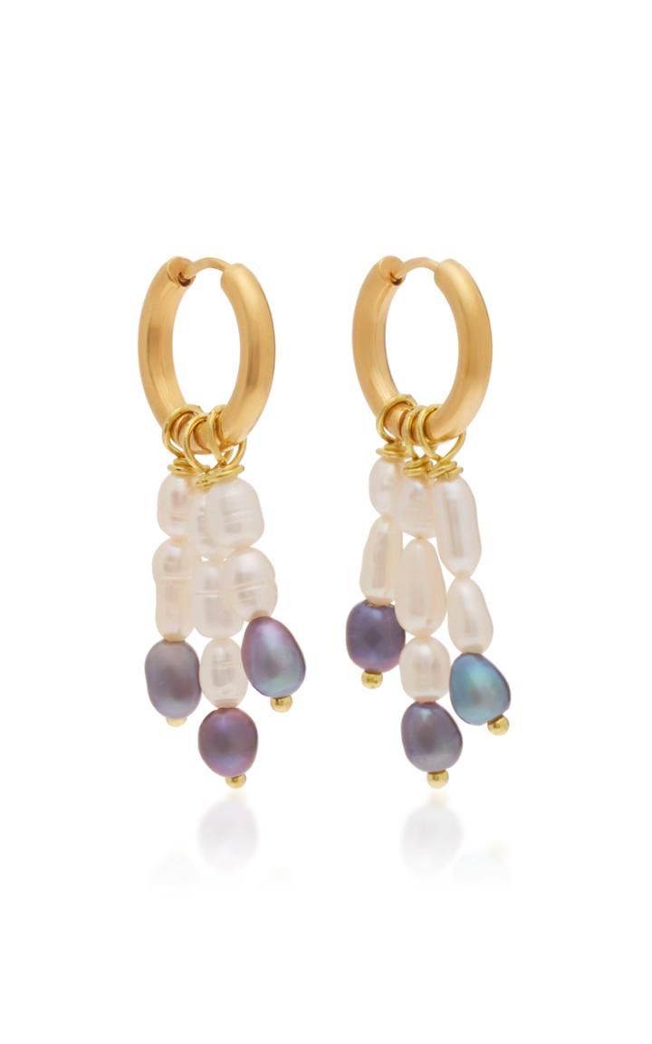 Sandralexandra Trinity Gold-plated Metal And Pearl Drop Earrings