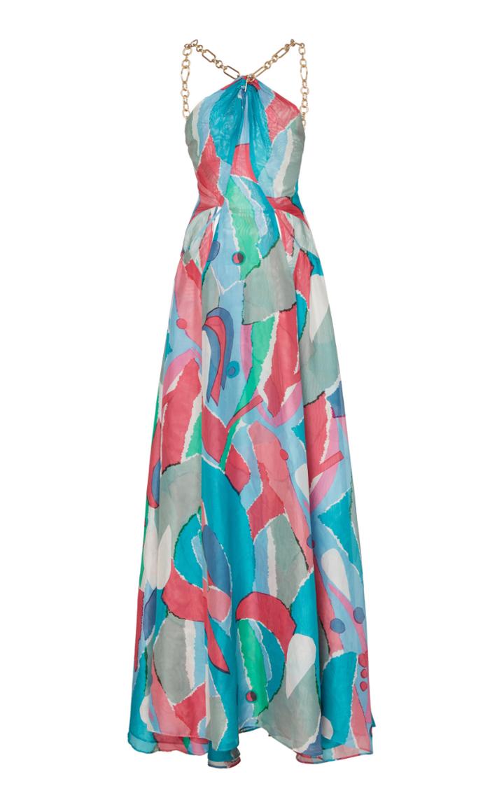 Cult Gaia Althea Chain-embellished Printed Chiffon Maxi Dress Size: Xs