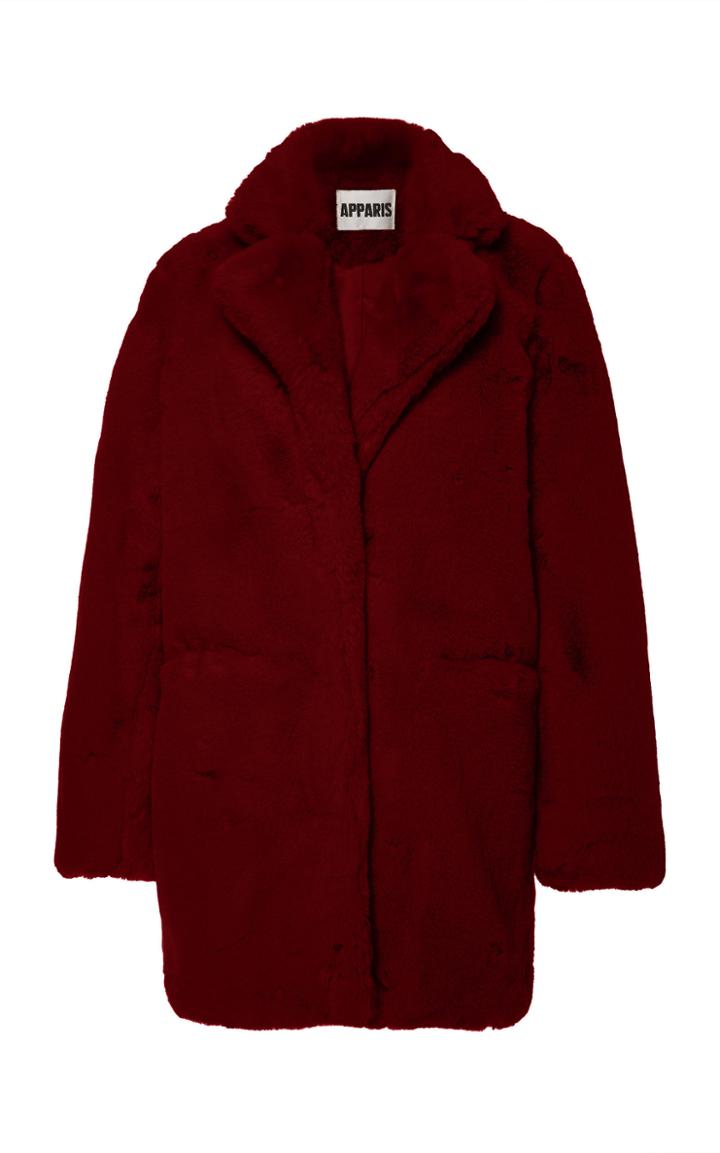 Apparis Sophie Collared Faux Fur Coat Size: Xs