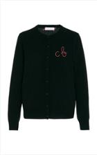 Moda Operandi Lingua Franca Monogrammed Cashmere Cardigan With Hot Pink Thread Size:
