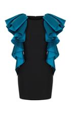 Rasario Ruffled Satin & Crepe Dress