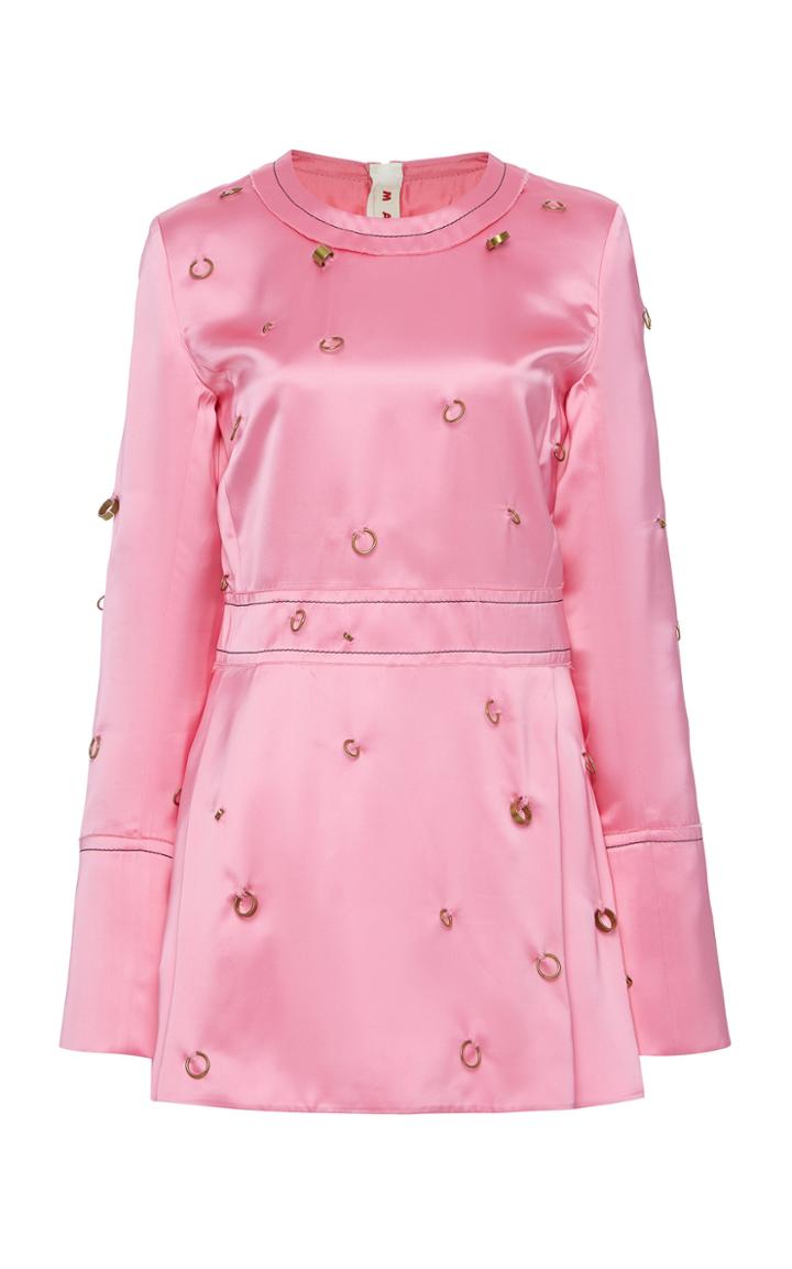 Marni Embellished Satin Long Sleeve Blouse