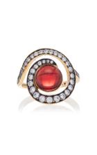 Noor Fares Planet Spiral Ring In Yellow Gold With Garnet & Diamonds