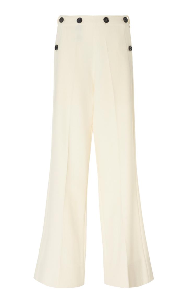 Roland Mouret Palmetto Button-detailed Wool-blend Pants