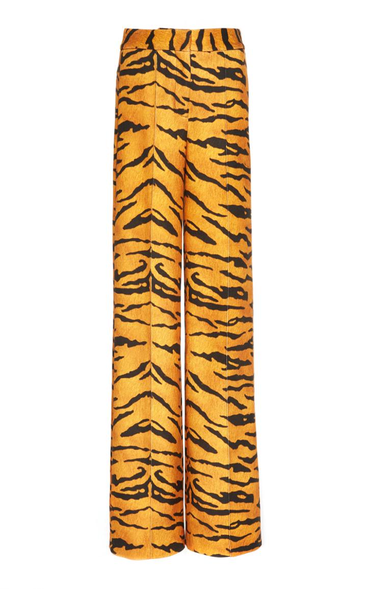 Adam Lippes Tiger Print Wide Leg Trousers