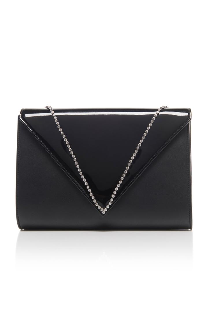 Alessandra Rich Patent Leather Envelope Bag With Crystal Detail