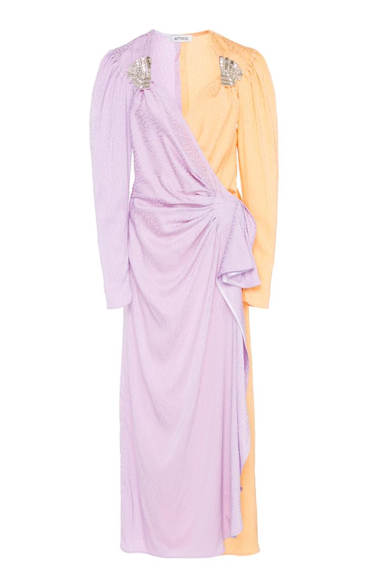 Attico Bicolor Fluid Pois Jacquard Pat Dress