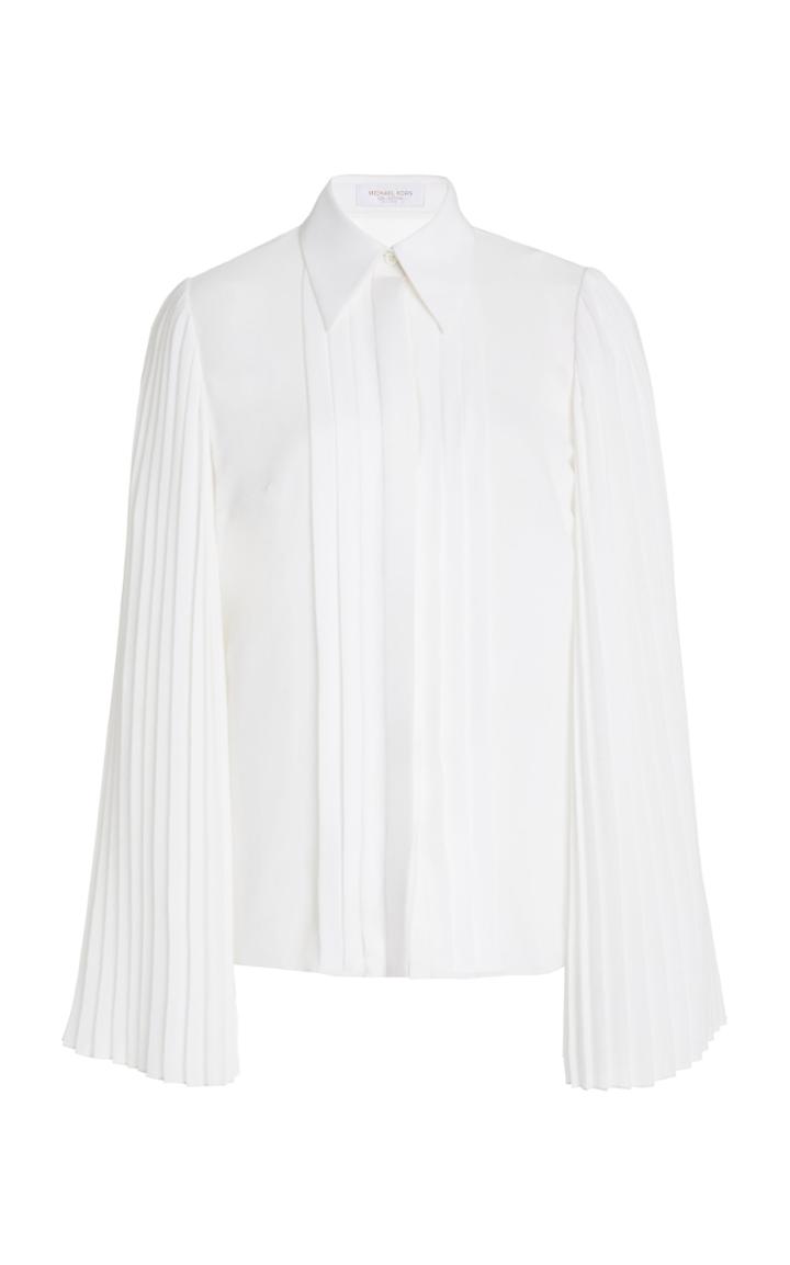Moda Operandi Michael Kors Collection Pleated Silk-georgette Blouse