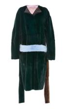Marni Color Block Mink Duster Coat