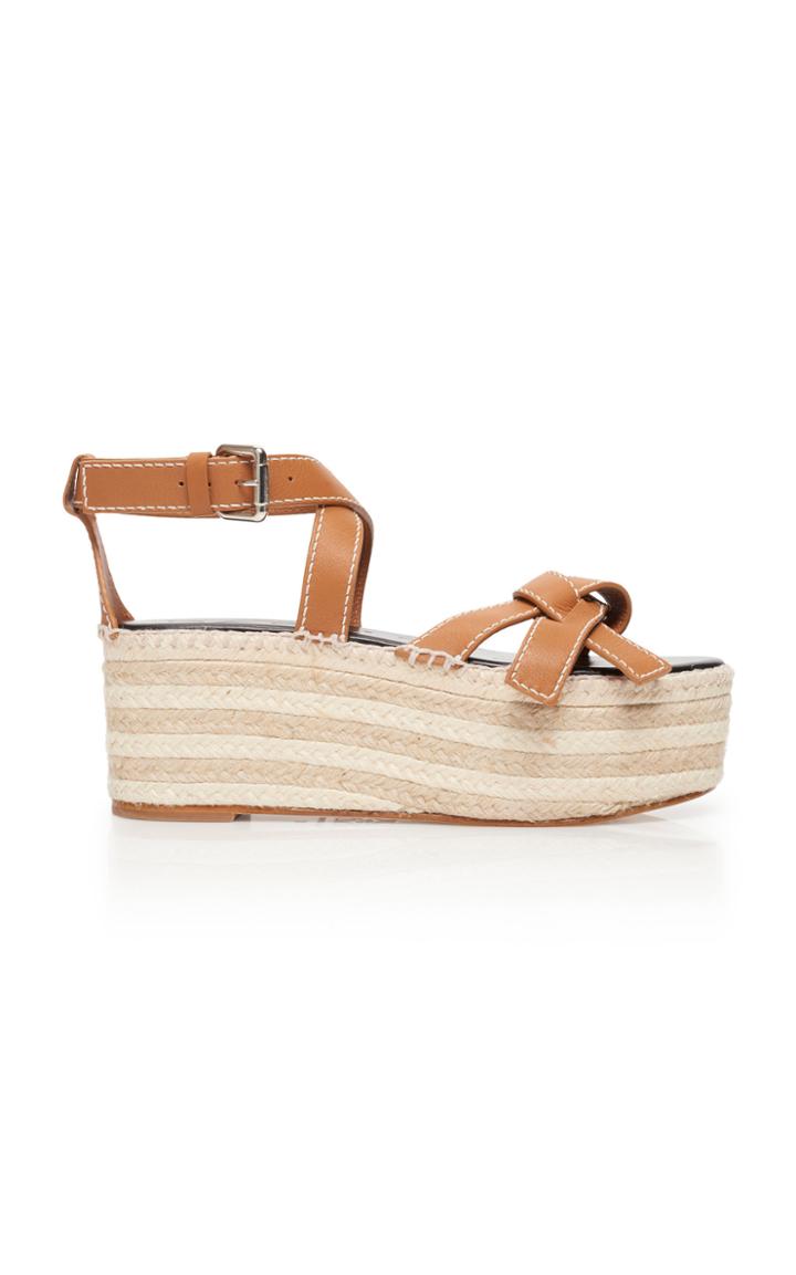 Loewe Gate Leather Espadrille Platform Sandals Size: 35