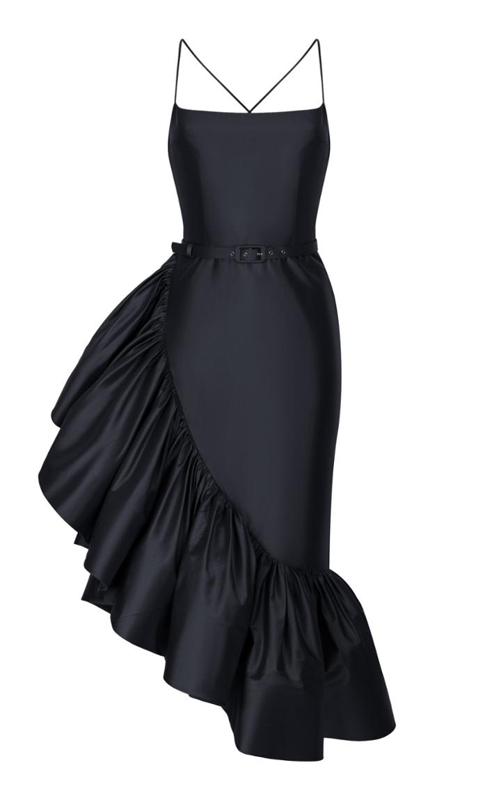 Rasario Ruffled Silk Midi Dress