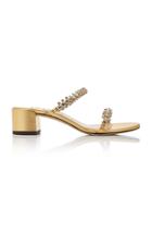 Jimmy Choo Shai Crystal-embellished Metallic Leather Sandals Size: 35