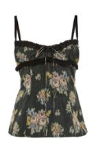 Brock Collection Lace-trimmed Floral-print Silk-georgette Top Size: 10
