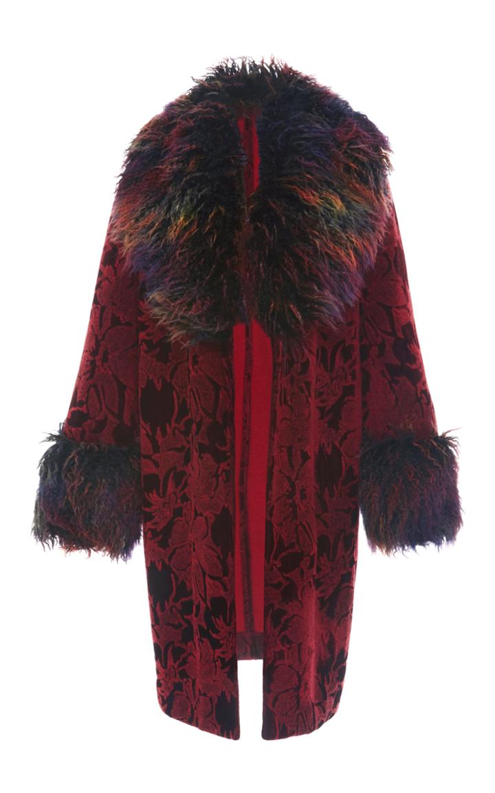 Anna Sui Floral Flocked Velvet Coat