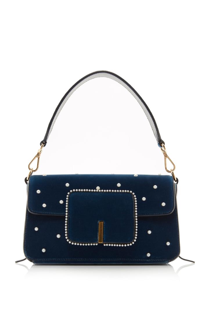 Wandler Georgia Faux Pearl-embellished Velvet Shoulder Bag