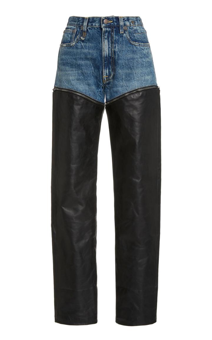 Moda Operandi R13 Axl Leather-inset High-rise Slim-leg Jeans