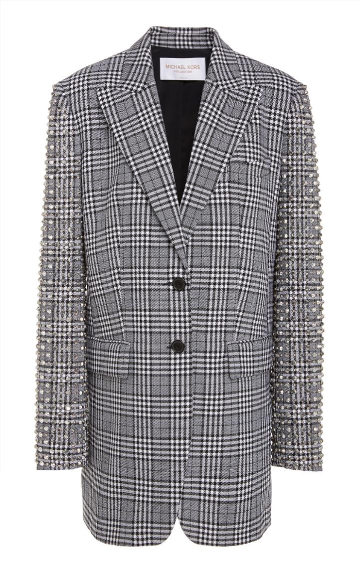 Michael Kors Collection Studded Crystal-embellished Wool Blazer
