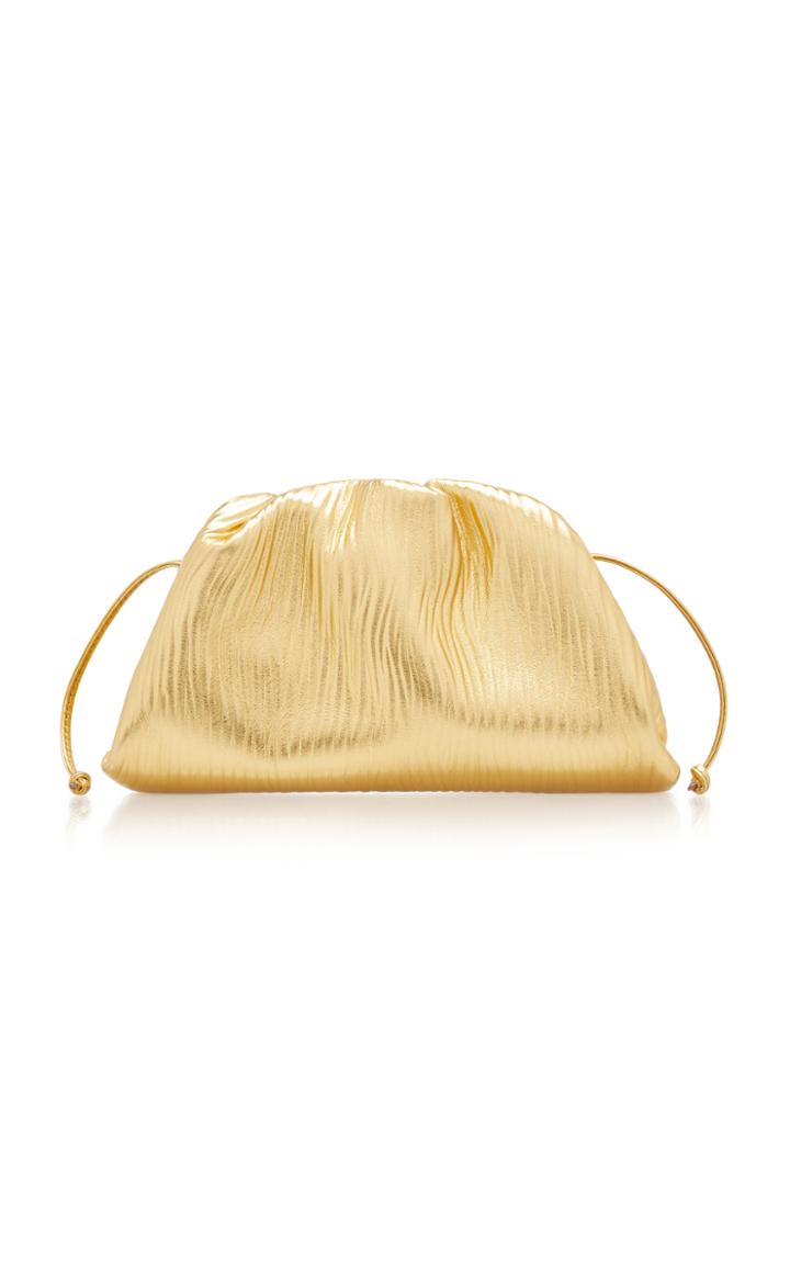 Bottega Veneta The Pouch Small Gathered Metallic Leather Clutch
