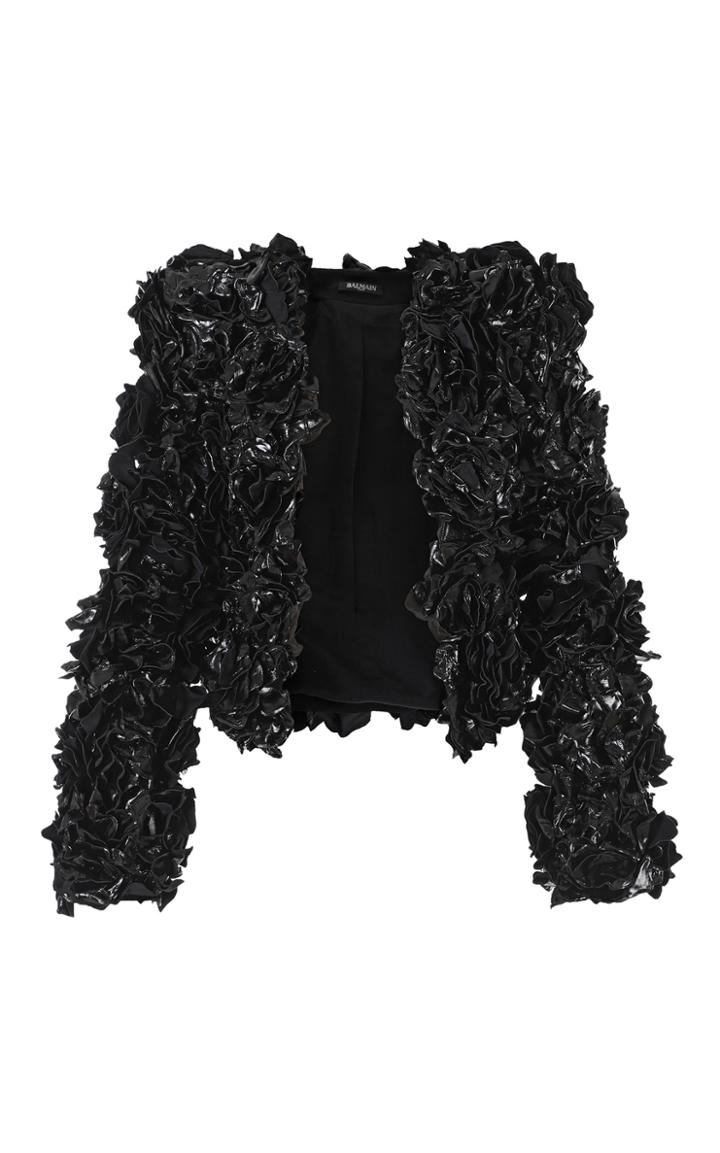 Balmain Vinyl Flower Embroidered Jacket