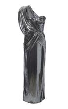 The Attico One-shoulder Stretch-lam Gown