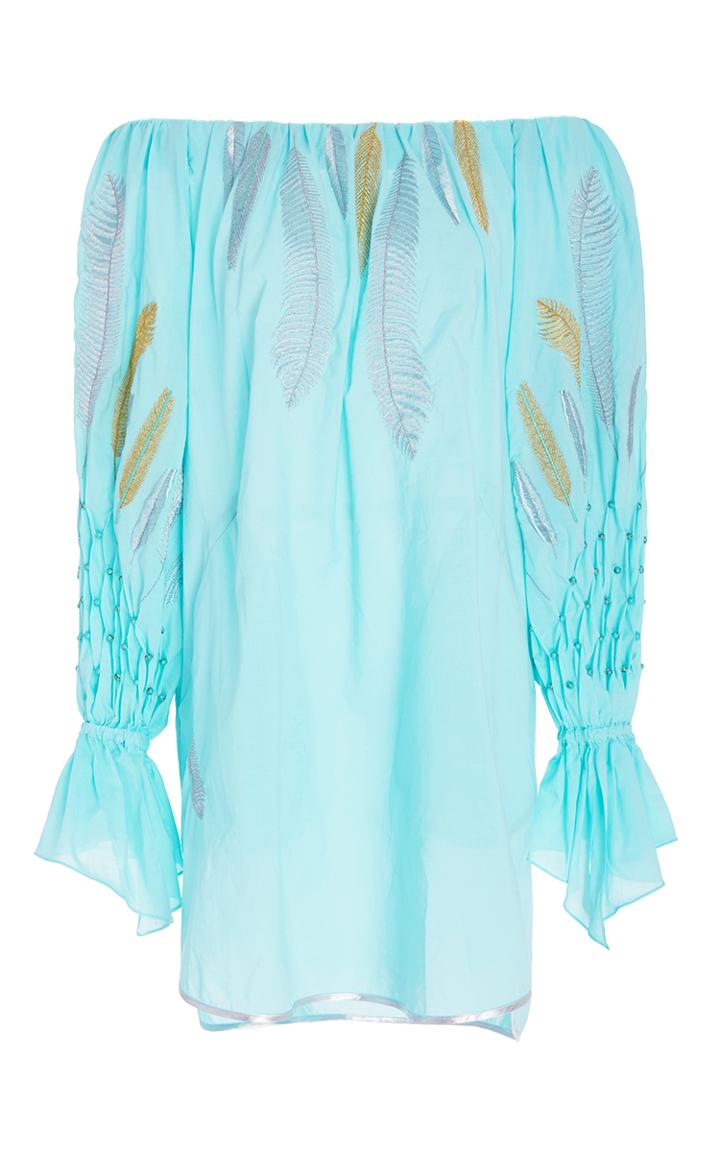 Yuliya Magdych Phoenix Feathers Cotton Silk Mini Dress