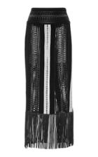 Sally Lapointe Leather Macram Fringe Skirt