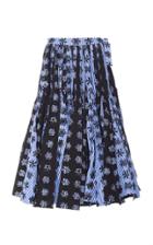 Jonathan Cohen Printed Cotton Slash Skirt With Godets