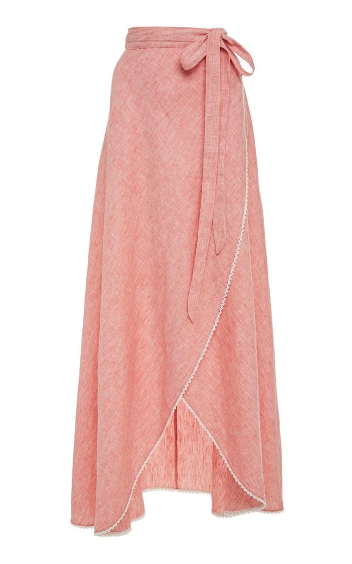Miguelina Lace-trimmed Linen Maxi Skirt