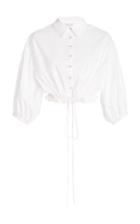 Cara Cara Hutton Cropped Cotton-poplin Drawstring Top