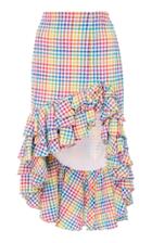 Caroline Constas Rainbow Pencil Ruffle Skirt